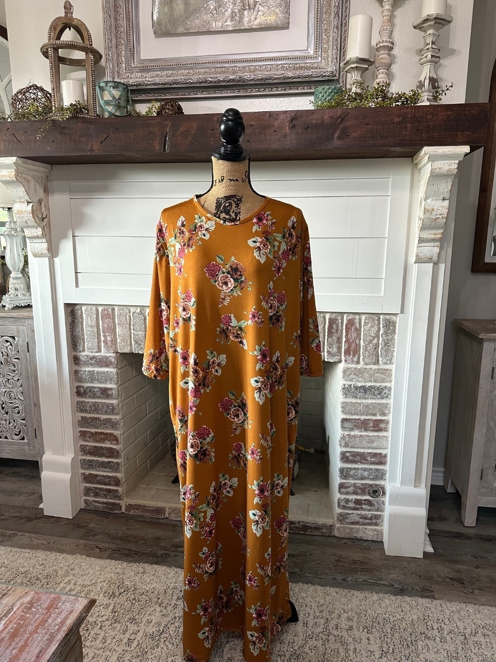 Mustard Floral Maxi Dress - Women